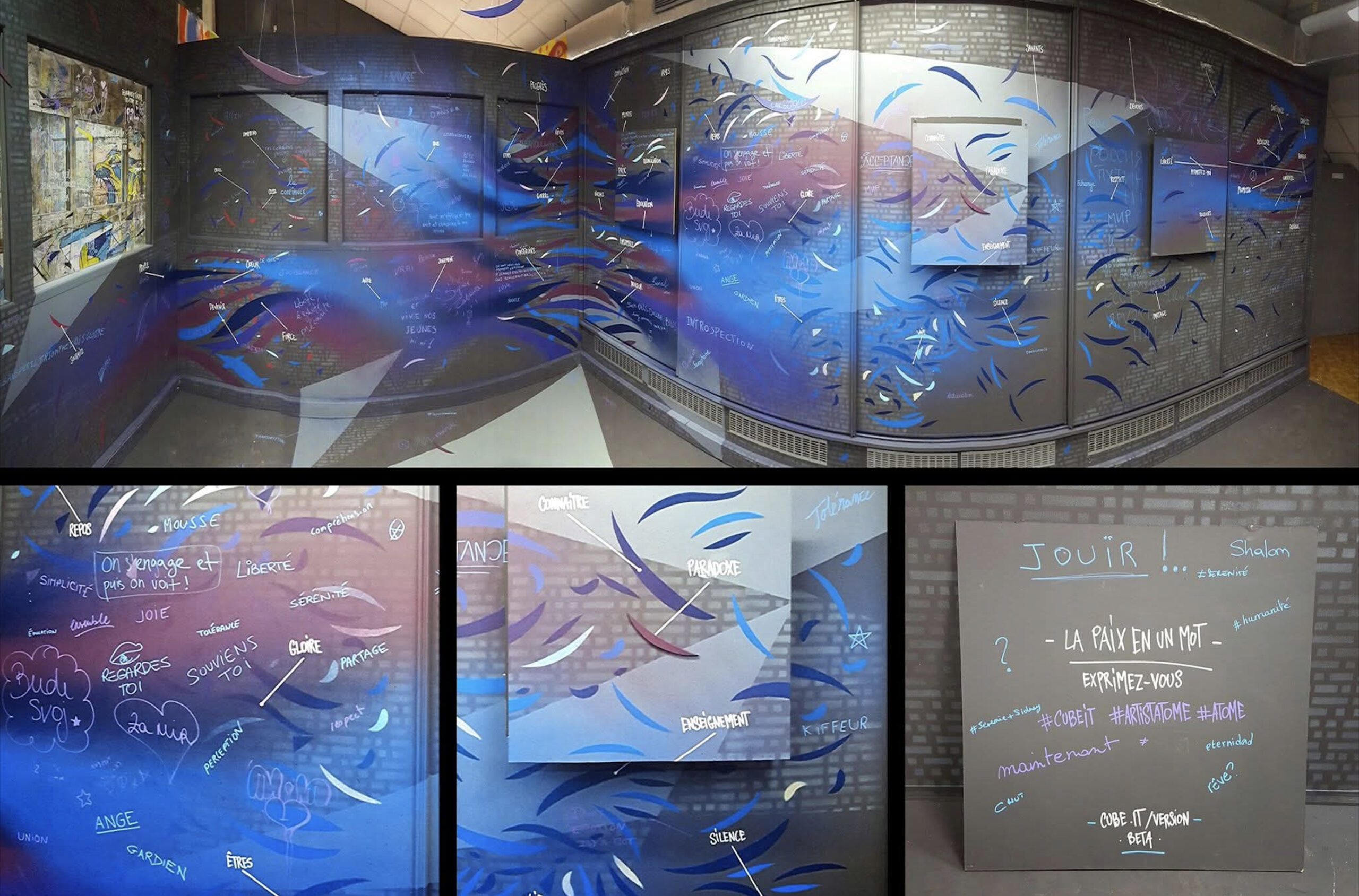 Installation immersive d’AtOme autour du projet CUBEiT lors de Experiences Art Fair à Paris en 2015.